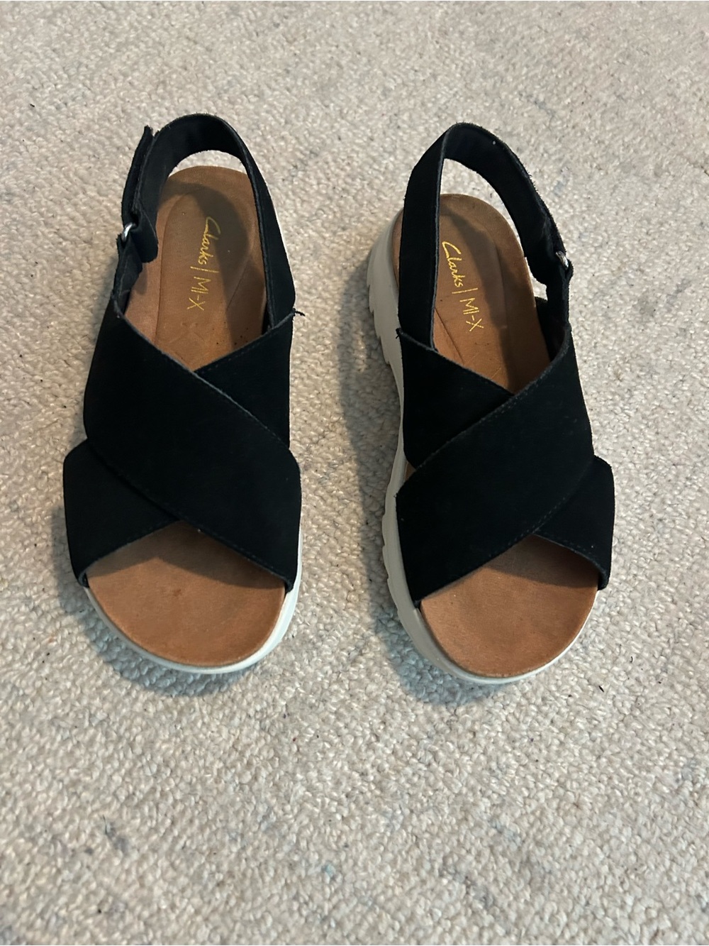 Clarks MI-X Black and White Slingback Sandals Size 7.5